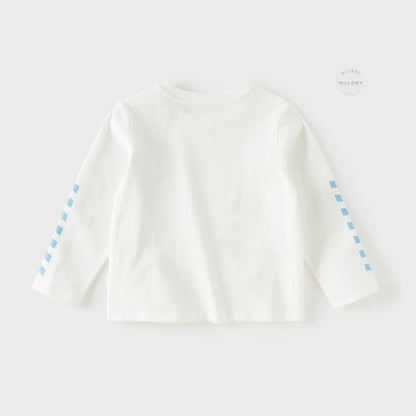T-shirt en pur coton motif graphique enfant garçon bleu et blanc - MALOBY