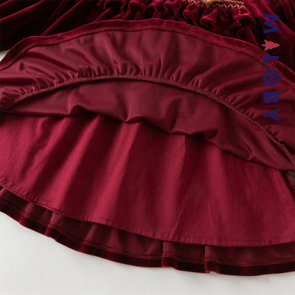 Robe en velours unie enfant fille - bordeaux