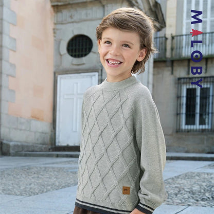 Pull en maille enfant garçon- Bleu/gris