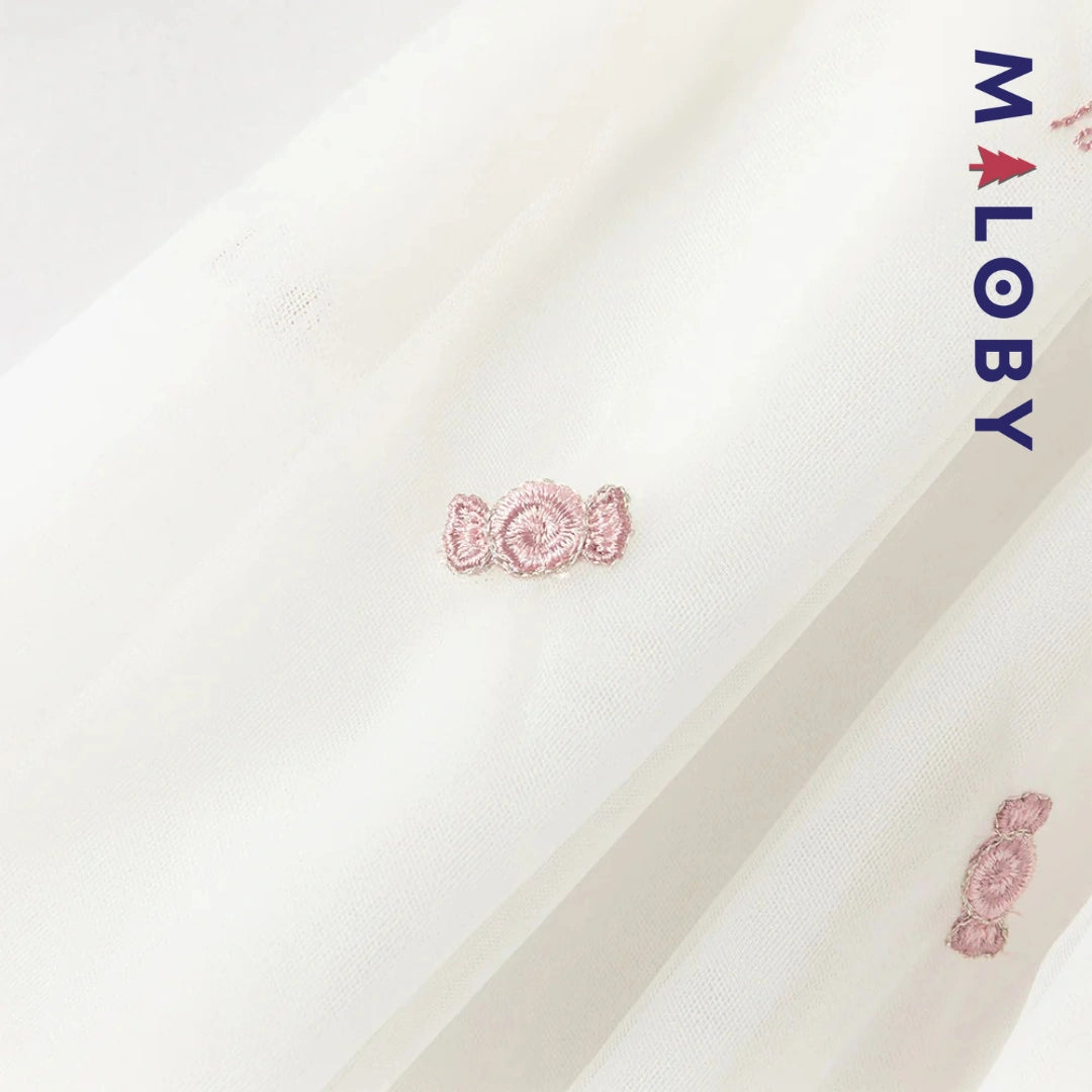 Robe bi-matière effet 2 en 1 motif bonbon - Rose