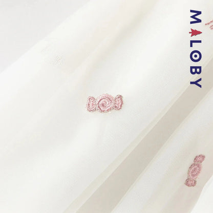 Robe bi-matière effet 2 en 1 motif bonbon - Rose