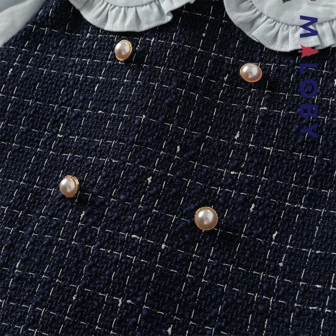 Robe à carreaux effet 2 en 1 enfant fille- bleu -robes et ensembles pour filles, bébés et garcons - MALOBY