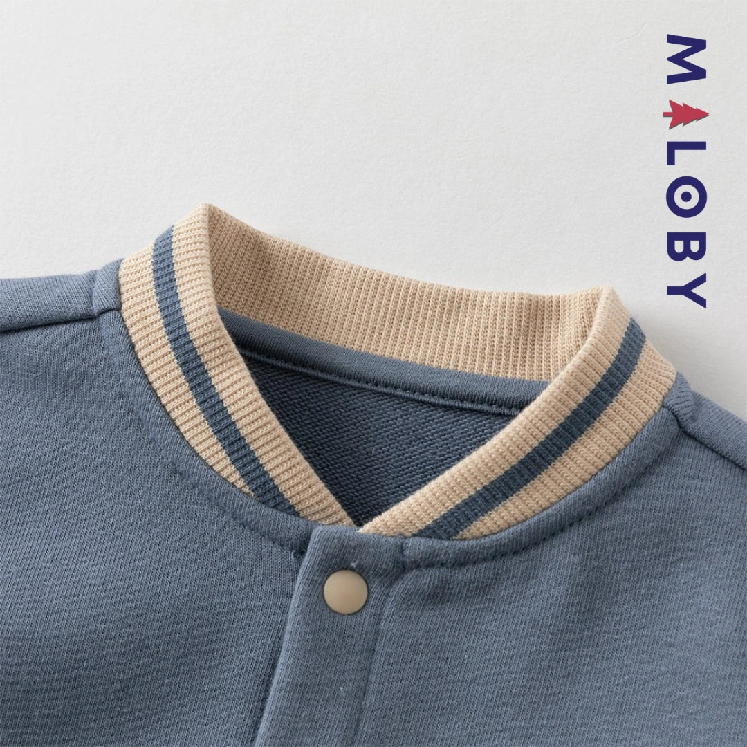 Combinaison longue en molleton enfant garçon - Gris bleu