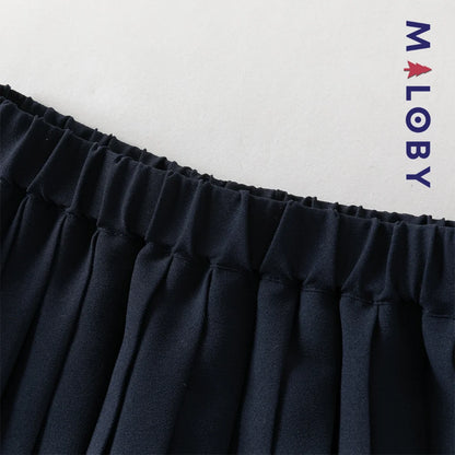 Ensemble habillé 2 pièces Chemise + Jupon plissé enfant fille -Bleu