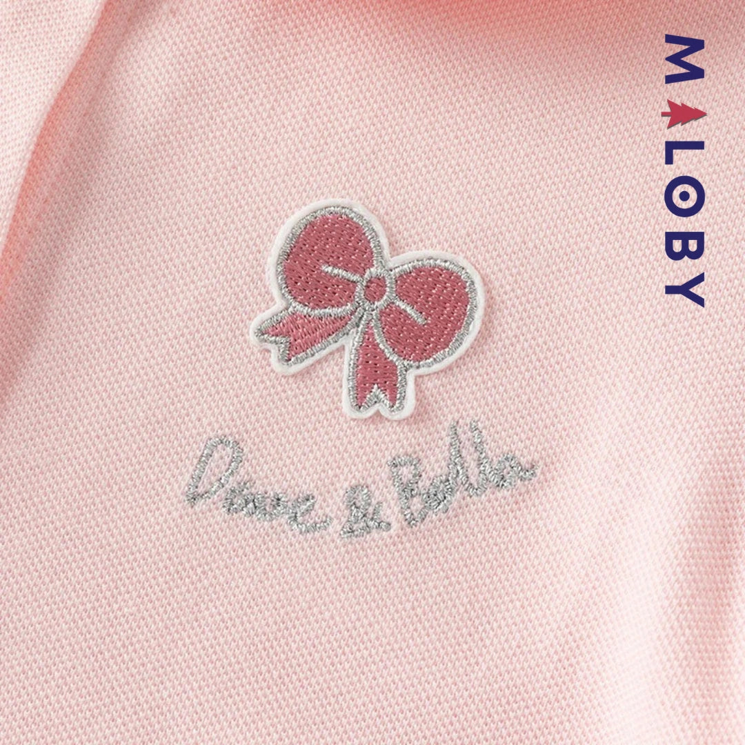 Robe manches courtes en piqué de coton enfant fille -Rose