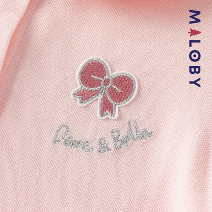 Robe manches courtes en piqué de coton enfant fille -Rose