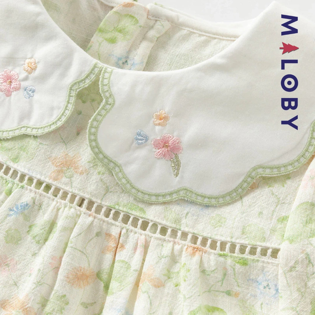 Ensemble floral 2 pièces Tunique+Short enfant fille- Vert