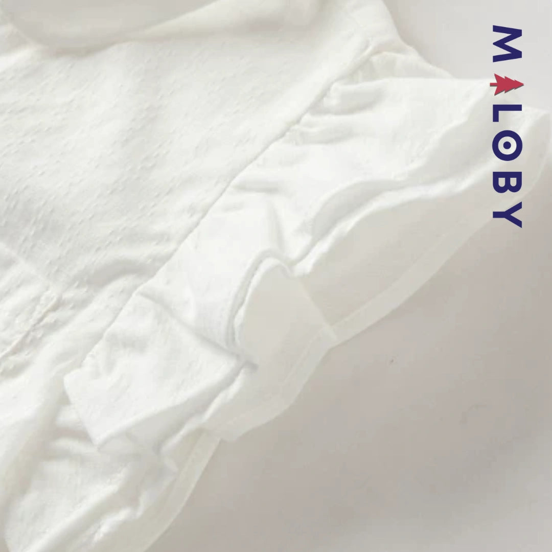 Chemise été à nœud enfant fille- Blanc/Bleu