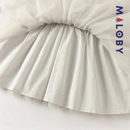 Robe bi-matière motif chat enfant fille- gris