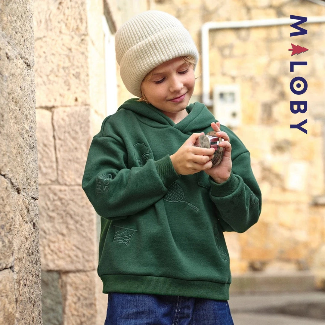 sweat à capuche doublé sherpa enfant garçon- vert