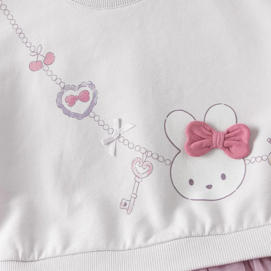 Robe Effet 2-en-1 Sweat et Tulle enfant fille –Violette