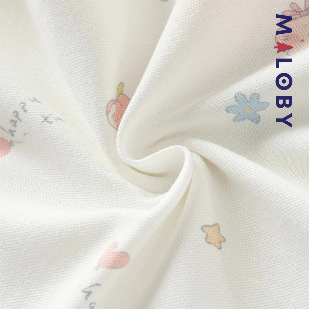 Robe polo motifs fantaisie enfant fille -Blanc/ Rose