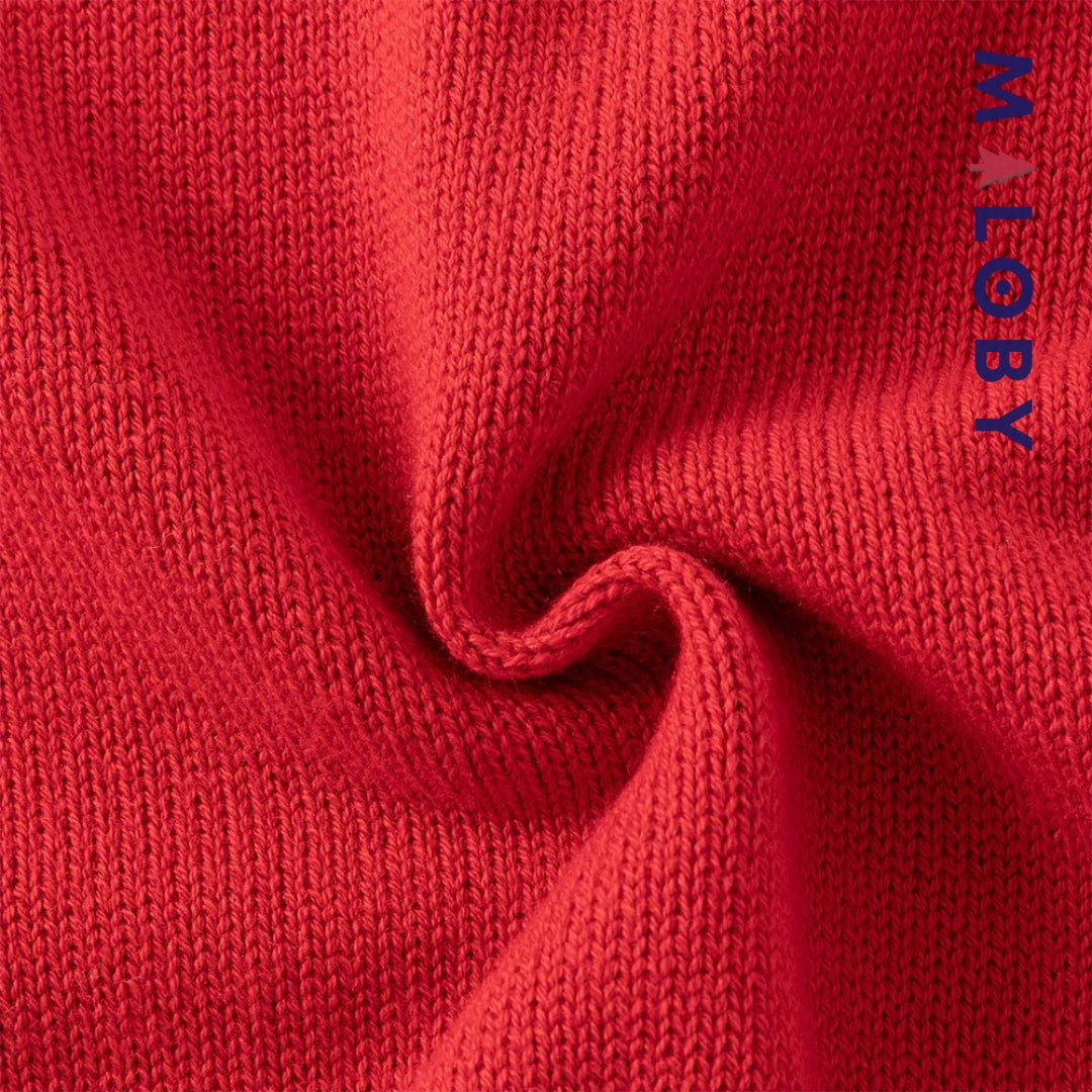 Pull en maille motifs cœurs enfant fille- Rouge / Beige