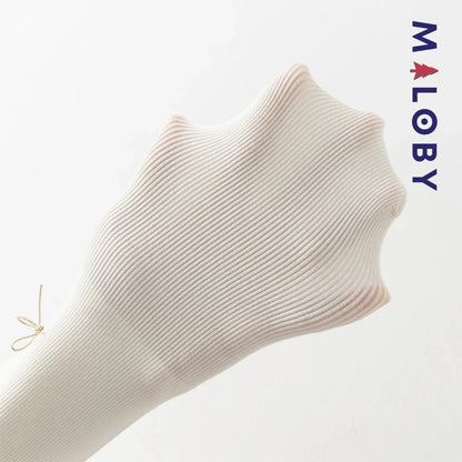 Collant épais à nœuds enfant fille- beige/noir