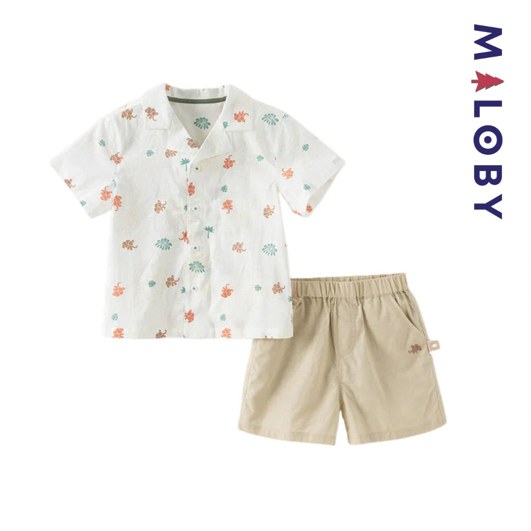 Ensemble Été en lin chemise+short -Kaki