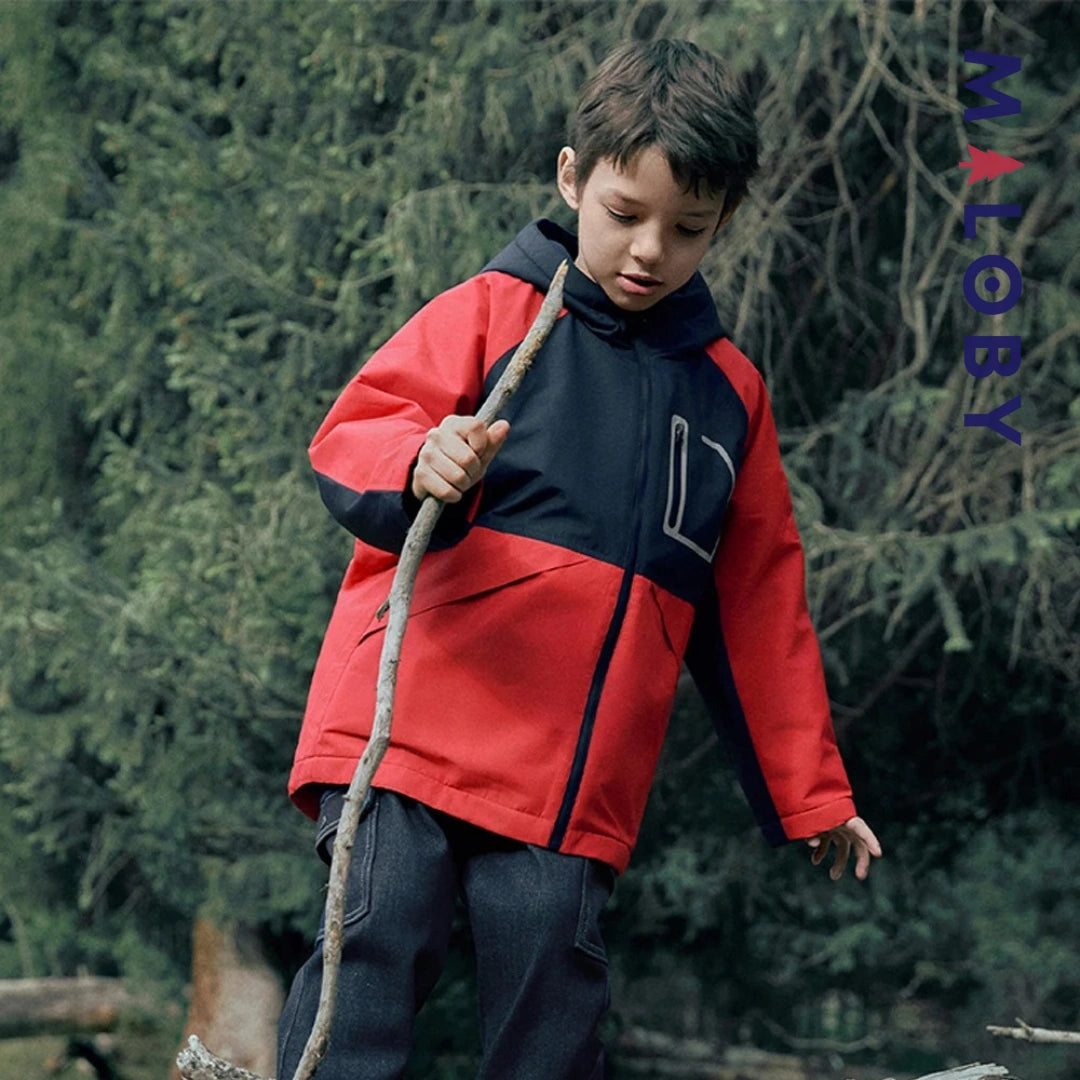 Parka imperméable doublée polaire enfant garçon- rouge