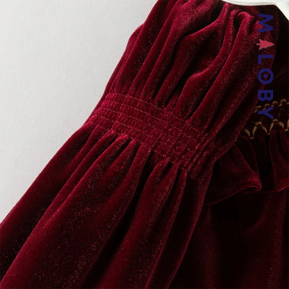 Robe en velours unie enfant fille - bordeaux