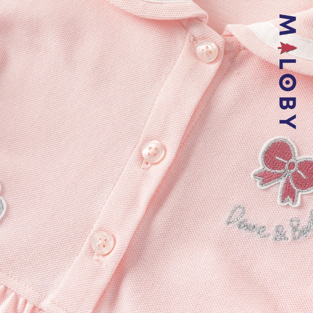 Robe manches courtes en piqué de coton enfant fille -Rose