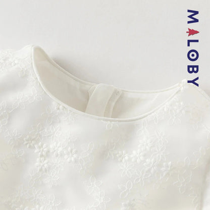Robe haute couture de cérémonie enfant fille -Blanc