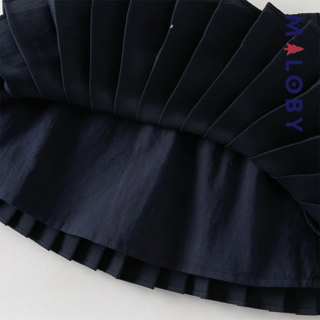 Ensemble habillé 2 pièces Chemise + Jupon plissé enfant fille -Bleu