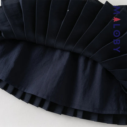 Ensemble habillé 2 pièces Chemise + Jupon plissé enfant fille -Bleu