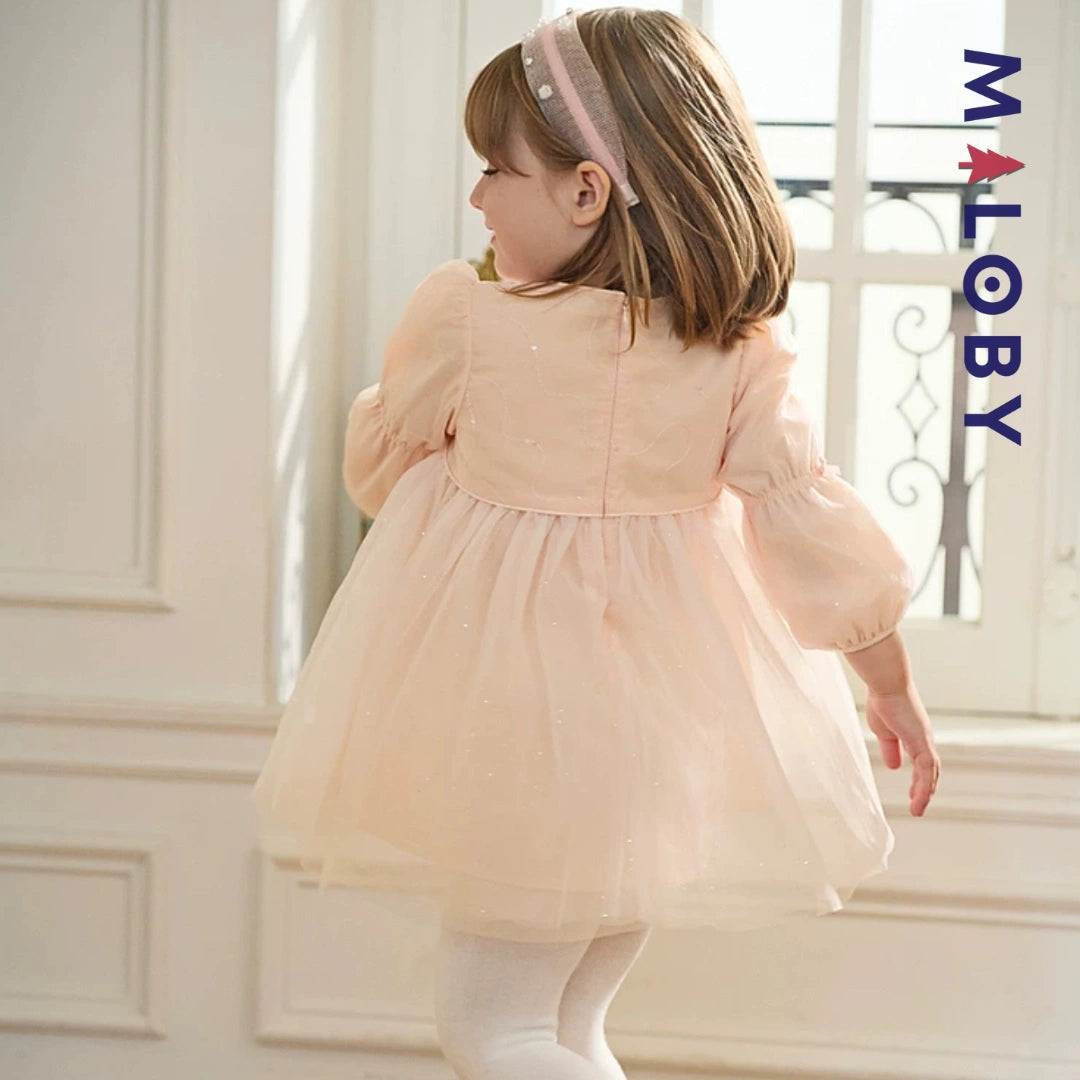 Robe de fête en voile enfant fille - Rose pâle -robes et ensembles pour filles, bébés et garcons - MALOBY