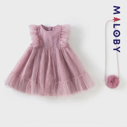 Ensemble Robe+sac pour cérémonie volontée en tulle - violet -robes et ensembles pour filles, bébés et garcons - MALOBY