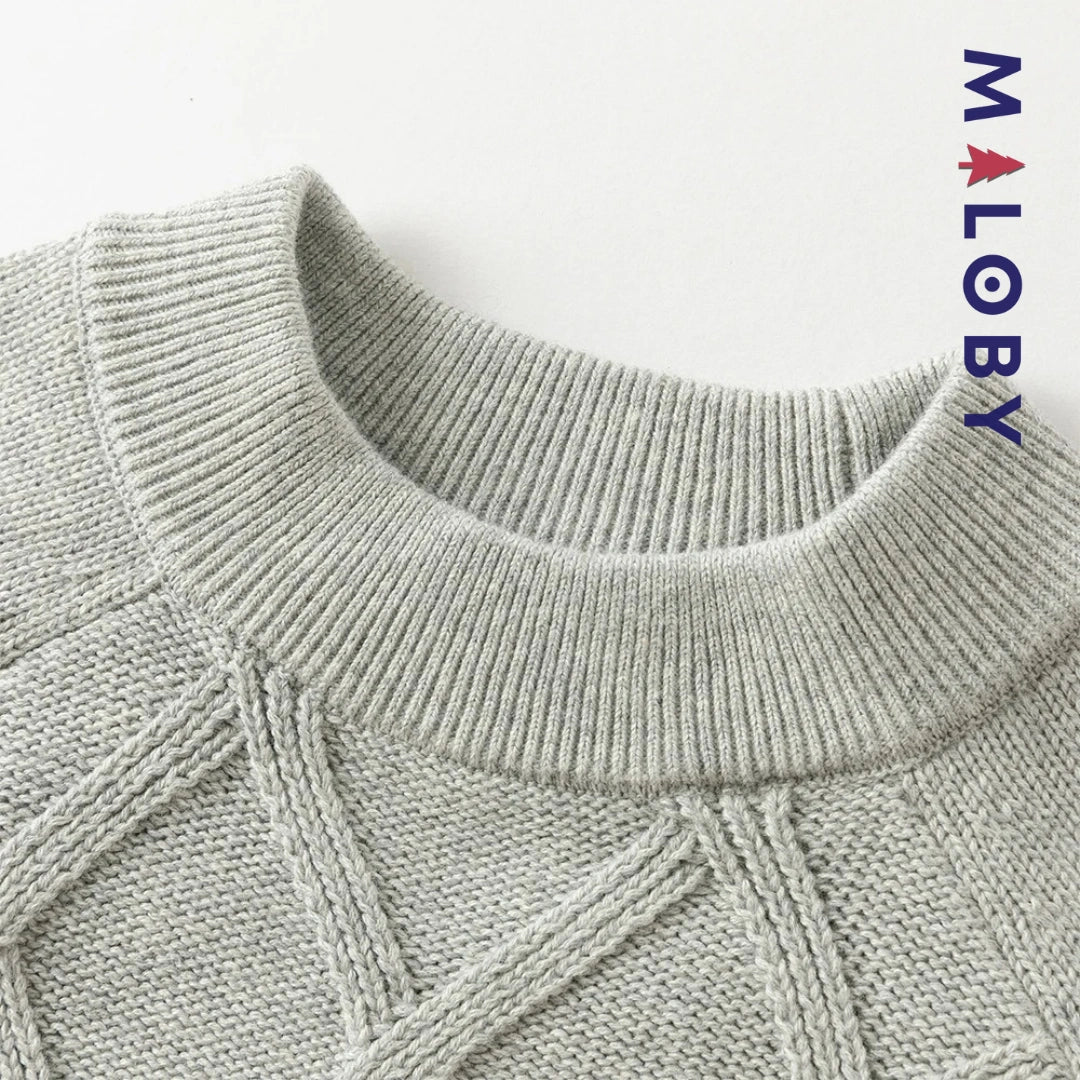 Pull en maille enfant garçon- Bleu/gris