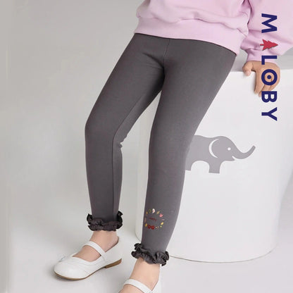 Legging à volants enfant fille - blanc/gris -robes et ensembles pour filles, bébés et garcons - MALOBY