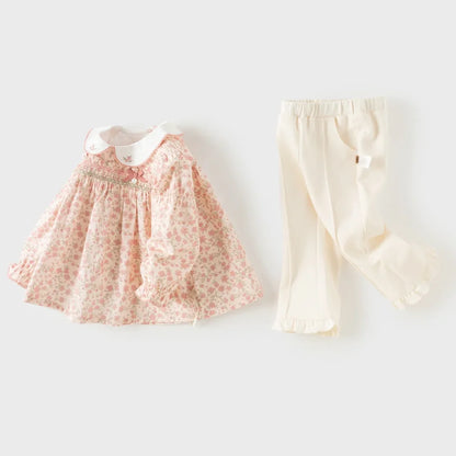 Ensemble Blouse Fleurie et Pantalon Évasé à Volants enfant fille –imprimé fleurs