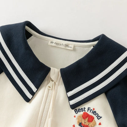 Ensemble Style Marin – Veste Zippée et Jupe Plissée enfant fille -Marine