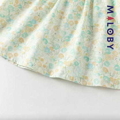 Robe Fleurie à col brodé avec mini sac chat enfant fille -Floral