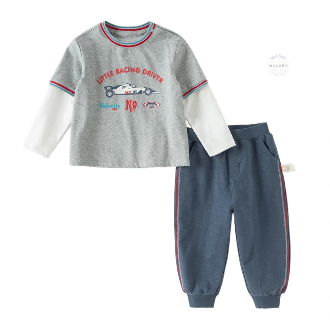Ensemble 2 pièces Little Racing Driver enfant garçon gris, vêtement enfant maroc - MALOBY