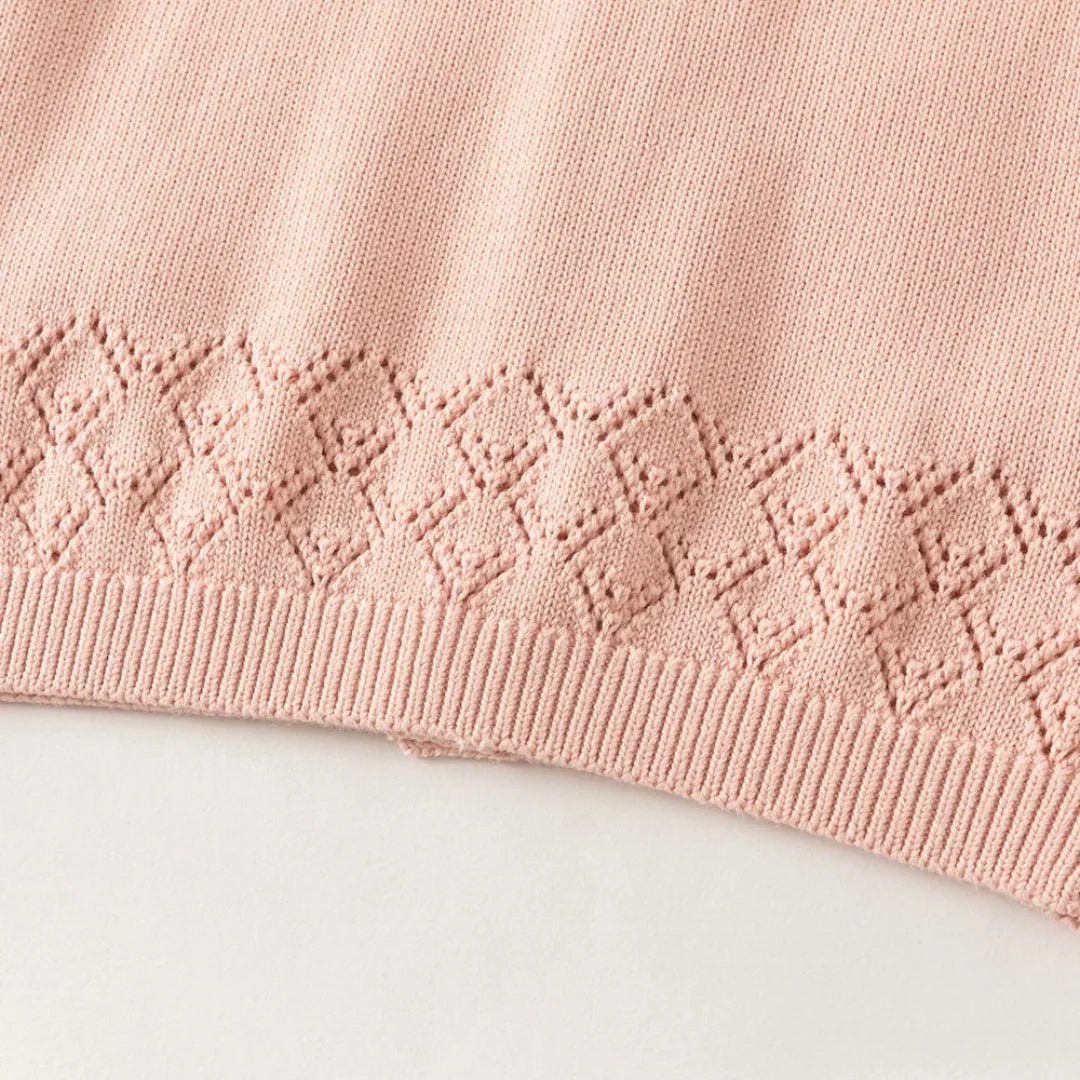 Gilet sans manches en maille 100% coton enfant fille -Rouge/Rose