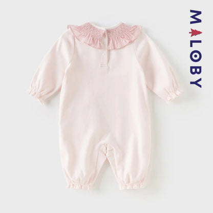 Ensemble 2 pièces combinaison+bonnet bébé fille-Rose