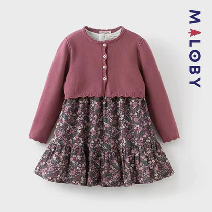 Ensemble 2 pièces robe + cardigan enfant fille - floral -robes et ensembles pour filles, bébés et garcons - MALOBY