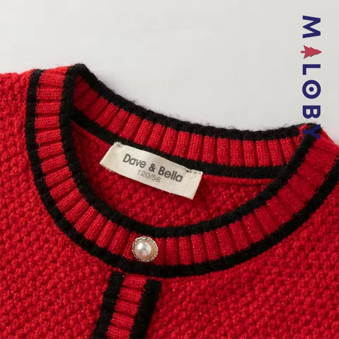Robe habillée bi-matière enfant fille -Rouge -robes et ensembles pour filles, bébés et garcons - MALOBY