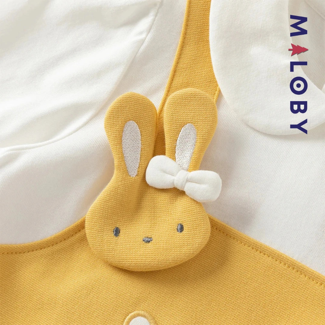 Robe bi-matière effet 2 en 1 enfant fille- Jaune -robes et ensembles pour filles, bébés et garcons - MALOBY