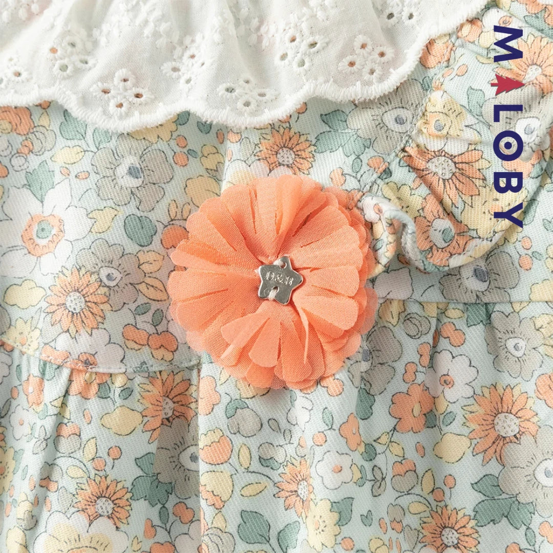Ensemble blouse fleurie & legging enfant fille- Vert imprimé