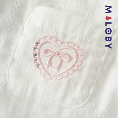 Chemise été à nœud enfant fille- Blanc/Bleu