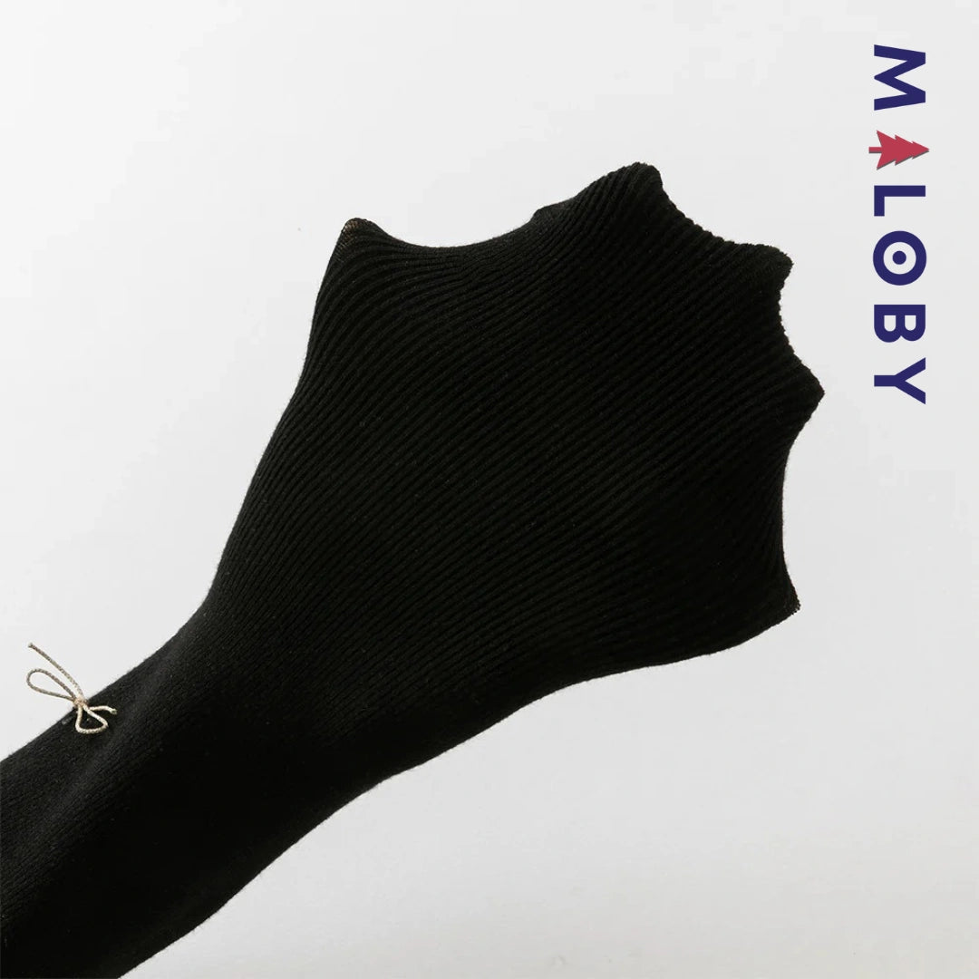 Collant épais à nœuds enfant fille- beige/noir