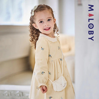 Ensemble robe en velours côtelé + sac fantaisie enfant fille- jaune -robes et ensembles pour filles, bébés et garcons - MALOBY