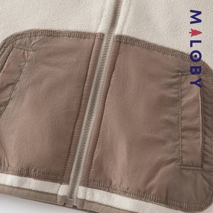 Sweat zippé en maille polaire enfant garçon - Beige -robes et ensembles pour filles, bébés et garcons - MALOBY