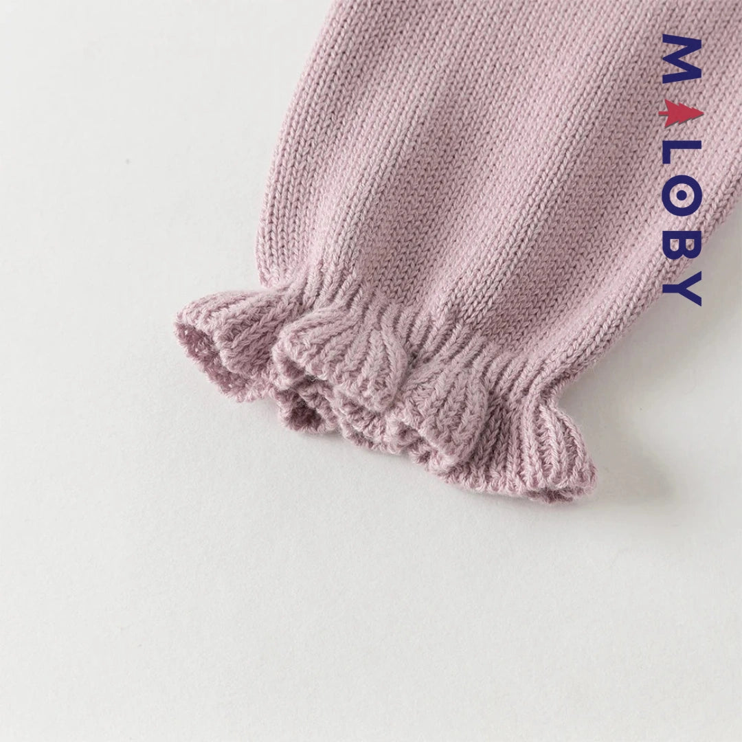 Robe bi-matière motifs brodés enfant fille- violet