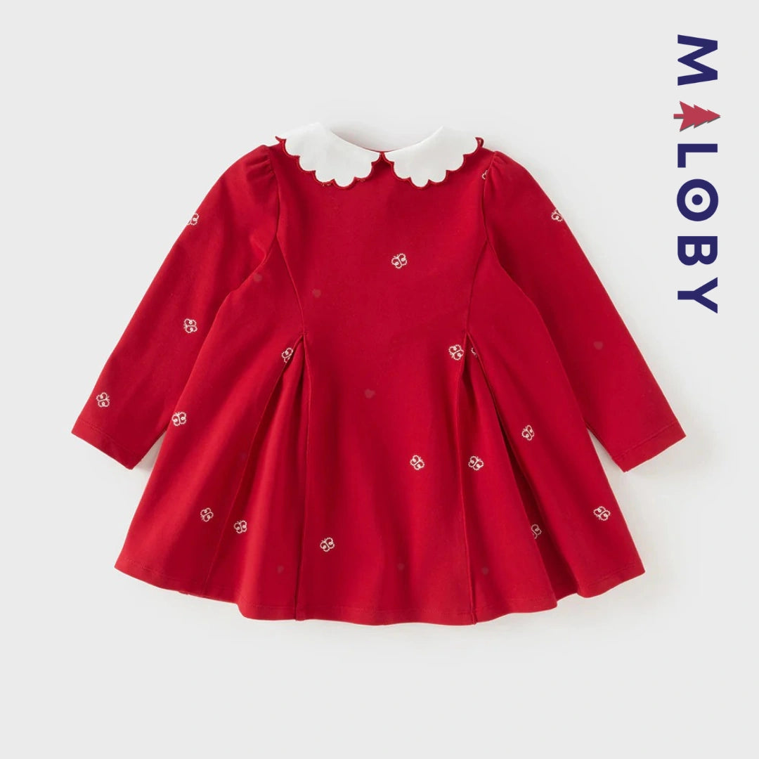 Robe polo motif papillon enfant fille -Rouge -robes et ensembles pour filles, bébés et garcons - MALOBY