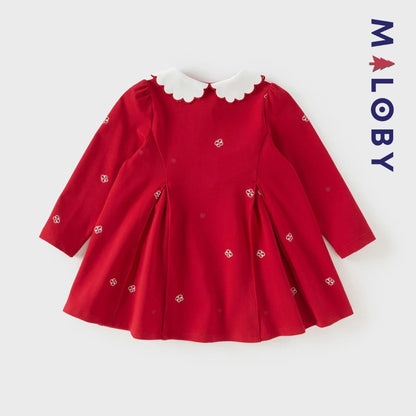Robe polo motif papillon enfant fille -Rouge -robes et ensembles pour filles, bébés et garcons - MALOBY