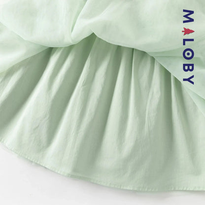 Robe cérémonie brodée fleurs enfant fille -Vert