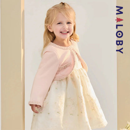 Robe cérémonie avec Boléro intégré -Rose -robes et ensembles pour filles, bébés et garcons - MALOBY