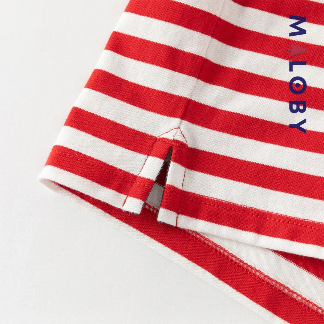 Ensemble 2 Pièces polo+ short en pur coton enfant garçon-Rouge rayé