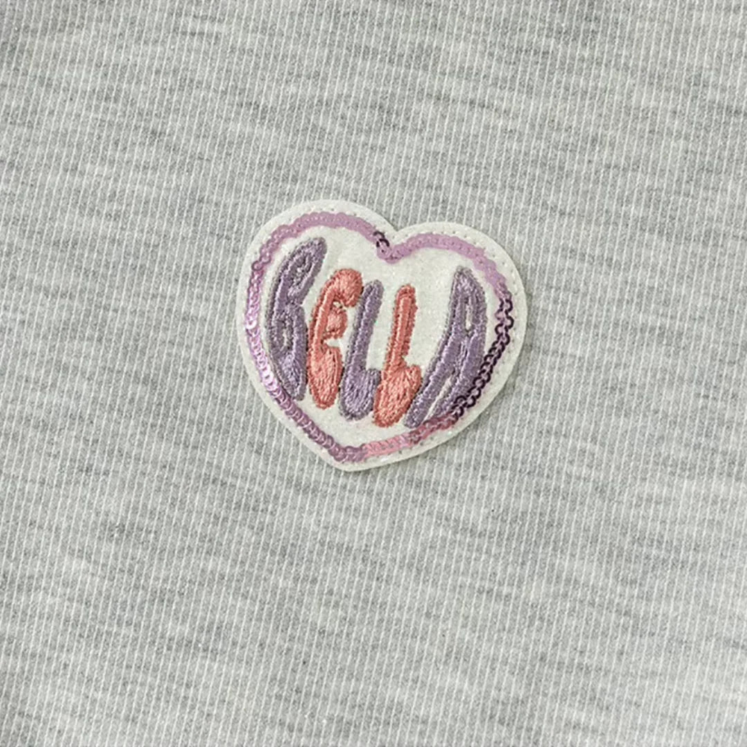 Ensemble sport veste zippée et pantalon évasé enfant fille- Gris chiné
